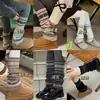 Meias femininas estilo coreano Fair Isle outono e inverno meias largas malha grossa floco de neve emagrecedor aquecedor cinza perneiras
