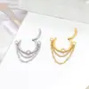 Joyería para Nariz Nueva Transfronteriza Cadena Doble Incrustada con Circonita Anillo de Apertura y Cierre Anillo Sin Costuras Aro para la Nariz Joyería para Perforación Venta Directa del Fabricante
