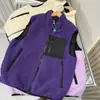 Chaleco de Polar con Cuello Alto, Patchwork de Bolsillo de Bloques de Color Reversible, Otoño e Invierno, para Parejas