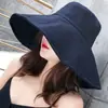 Chapéu de Pescador Estilo Japonês Cor Lisa Aba Larga Feminino Verão Cobertura Facial Pequeno Dobrável Chapéu de Sol Chapéu de Proteção Solar
