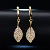 Estilo Coreano Elegante Lujo Hebilla Oreja Hoja Pendientes de Hoja Ricos Pequeños Frescos Mori Pendientes de Hoja de Jade Dorado Venta al por Mayor