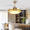 Ventilador de techo para sala de estar, gran viento, invisible, para el hogar, lámpara de ventilador para dormitorio, comedor, lámpara de ventilador, ventilador eléctrico integrado, lámpara de araña con lámpara