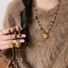 Colar de Resina com Contas Estilo Étnico Retrô, Corrente de Clavícula Fashion e de Alta Qualidade, Joia Personalizada de Nicho para Mulheres