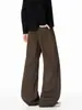 Pantalones casuales para hombre de algodón puro, corte diagonal, bordados, color blanco roto, marca de moda high-street, pantalones de trabajo de pierna recta, holgados, ligeramente acampanados, pantalones largos