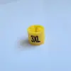Amarillo negro texto tamaño hebilla código de letra tamaño etiqueta tienda de ropa etiqueta de ropa colgador de plástico anillo de tamaño redondo