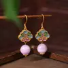 Aretes de Cristal Natural, Aretes Originales Hechos a Mano de Tendencia Nacional, Aretes de Lujo Ligero de Alta Gama Estilo Chino Retro Venta al por Mayor