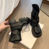 Nuevas Botas Otoño 2026, Botines Cortos de Tacón Grueso de Moda, Estilo Británico, Botas tipo Martin Súper Elegantes y Populares