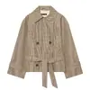 Chaqueta de otoño nueva de estilo europeo y americano para mujer, a cuadros retro, corte recto, con cinturón