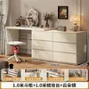 Tocador de Dormitorio Color Crema Estilo Francés con Tocador Integrado, Gabinete de Almacenamiento para Mesita de Noche, Mesa de Esquina para Apartamentos Pequeños con Cajones