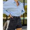 Yuran 26 Nova Moda de Blogueira de Moda Nicho da Primavera Roupas de Algodão Pima de Alta Contagem de Fios Compactamente Fiado Camisa Solta com Aspecto de Papel