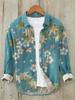 Camisa de Manga Larga de Verano Fina Vintage Lar para Hombre Estilo Coreano Estampado Creativo de Flor de Ciruelo Manga Larga Holgada Elegante