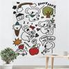 Tela Colgante de Animales Lindos de Dibujos Animados con Graffiti para Casa de Alquiler Cubierta de Pared para Sombreado Tela de Pared de Fe Pintura Decorativa Tela de Fondo con Sentido Avanzado