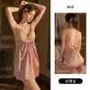 Camisón de Noche Sexy para Mujer con Escote Profundo en V, Acolchado, Push-Up, Espalda Descubierta, Color Rosa, con Bata de Atar, Set para el Hogar P3169