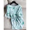 2026 Camiseta de Seda Nueva Estampada Verano Delgada de Seda Top con Dobladillo Irregular Venta al por Mayor H02CT6519