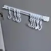 Gancho de Riel Multifuncional, Gancho Trasero para Puerta de Gabinete, Gancho Desmontable Móvil sin Perforación para Cocina, Fila de Ganchos en Riel Deslizante Invisible