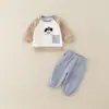 Ropa de Otoño para Niños Estilo Coreano 2026 Nueva Moda Linda Ropa Exterior de Algodón Puro con Dibujos Animados para Niños Conjunto de Dos Piezas de Primavera