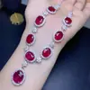 Collar de Rubí Recién Quemado con Piedra Principal de Cristal Ultra Limpio 8*10, 10*12 mm, Finamente Elaborado en Plata S925