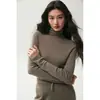 Camiseta Base de Lana Fina Yangzi para Mujer, Manga Larga Otoño/Invierno, Cuello Alto, Ropa Interior, Color Sólido, Versátil, Sin Costuras