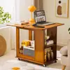 Mesa Pequena Multifuncional Dobrável de Bambu para Apartamentos Pequenos, Aparador para Sala de Estar, Carrinho Móvel Doméstico, Mesa Lateral para Sofá