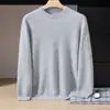 Nueva camiseta base de punto de cachemira para otoño e invierno, suéter cálido de color liso para hombre, estilo casual de negocios, cuello redondo