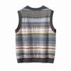 Chaleco de Cachemir para Mujer 100% Cachemir Puro Nuevo Cuello Redondo Sin Mangas Jersey Jacquard de Colores Tejido Chaleco Cálido