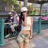Jeans Retro Americanos Desgastados de Cintura Alta para Mujer, Pantalones Cortos Ajustados Chic de Verano, Shorts de Moda
