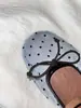 Primer Encuentro con el Nuevo Estilo de Temporada Retro: Zapatos Mary Jane de Malla con Lunares, Superficie de Malla Transpirable, Moño, Zapatos Planos de Ballet, Punta Redonda, Bajos
