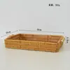 Cesta de Pan Japonesa Bandeja Doméstica de Doble Asa Plato para Snacks Bocadillos Cesta de Almacenamiento de Frutas Tejida en Ratán para Sala de Estar Cesta para Panes al Vapor