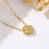 Collar de Acero Inoxidable de Cuatro Hojas Transfronterizo para Mujer, Cadena para Clavícula con Colgante de Trébol de la Suerte de Nácar por Ambos Lados, Joyería de Lujo de Nicho