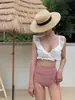 Traje de baño de encaje con escote en V y abertura estilo coreano para mujer, de cintura alta, adelgazante, bikini puro y sexy, nuevo estilo de verano