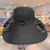 Sombrero con Ventilador Solar para Hombre USB Verano Exterior Montañismo Pesca Protección Solar Anti-Ultravioleta Sombrero de Pescador