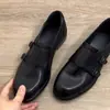 Mocasines de Piel de Vaca Franceses con Tacón Grueso para Mujer Estilo Británico Hebilla Zapatos Planos de Tacón Bajo Slip-on Zapatos Pequeños de Cuero para Hombre Perezoso