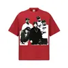 Camiseta Stewell Masculina Hip-Hop Pesada Gola Baixa Manga Curta Unissex Meia-Manga Algodão Puro Gola Redonda Pulôver Estampada Tendência