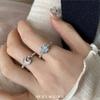 Suzyacc KR Anillo de Luna y Estrella Azul Glaciar Diseño de Nicho Anillo Premium para Dedo Anillo Ajustable para Mujeres