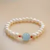 Pulsera de perla natural de luz fuerte, temperamento de nicho de alta calidad, pulsera de jade Hetian para mujer, nuevo estilo chino, regalo de lujo ligero para amigas