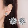 Pendientes de estrella de seis puntas chapados en plata 925 de estilo coreano, elegantes y brillantes, de cinco puntas.