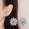 Pendientes de estrella de seis puntas chapados en plata 925 de estilo coreano, elegantes y brillantes, de cinco puntas.