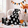 2026 Nueva Manta de Franela de Calabaza Fantasma Tema Personalizado de Halloween Manta para Sofá Manta Retro 3D