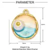 Estilo Pintura al Óleo Jardín de Monet Acero de Titanio Accesorios para Pendientes DIY Mujeres Mariposas Flores Joyería de Acero Inoxidable Colgante de Collar