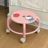 Silla giratoria rosa sakura, lindo diseño de gatito de dibujos animados, silla giratoria, adecuada para desempacar entregas, cambiarse los zapatos o como taburete bajo para uso doméstico