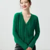 Campbell Yarn ~ Cárdigan de punto 75% cachemir, 25% seda de morera, cuello en V para mujer, calado, fino, suéter de corte holgado