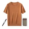 Nuevo Modelo Verano 2026 100% Lana 68 Hilos Doble Hilo Fino Imitación Hilo Yangzi Tejido Cuello Redondo Delgado Manga Corta Camisa para Hombre