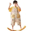 Pijama de Algodón Puro para Niños 2026 Verano Manga Corta Mameluco Anti-Patadas Cubre-Barriga Ropa para el Hogar Ropa para Aire Acondicionado Ropa de Dormir de una Pieza