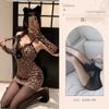 Lingerie Sedutora Puro Desejo Q Lingerie Estilo Abstinência Não Precisa Tirar Qqny Estampa de Leopardo Pijama Sexy para Cosplay Uniforme Saia Bodycon