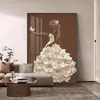Pintura Decorativa Vintage de Alto Padrão Estilo Francês para Sala de Estar, Arte de Parede Texturizada para Fundo de Sofá, Pintura de Figura para Hall de Entrada