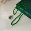 Nueva Cadena de Suéter Estilo Chino Larga de Gama Alta Nuevo Collar Largo con Cuentas Verdes Accesorios de Joyería Versátiles Otoño e Invierno Retro