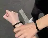 Pulsera de Cabeza de Gato de Obsidiana Dorada y Plateada Natural, Pulsera de Gato sin Rostro de Obsidiana de Nuevo Estilo Moderna y Única con Cabeza de Gato de Cristal de Fresa