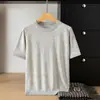 Camiseta de punto para hombre de lujo ligero transfronteriza, manga corta, casual, versátil, suéter simple tipo camiseta, lana fina, negocios casual, cuello redondo