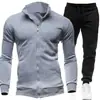 Amazon Transfronterizo Nuevo Estilo Sudadera con Cremallera y Cuello Alto de Forro Polar para Hombre Chaqueta Sudadera Cardigan de Color Sólido con Cuello Alto para Hombre
