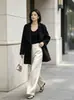 Elegante abrigo de lana de longitud media con cordones estilo francés, top de invierno adelgazante, abrigo de lana de doble cara holgado engrosado